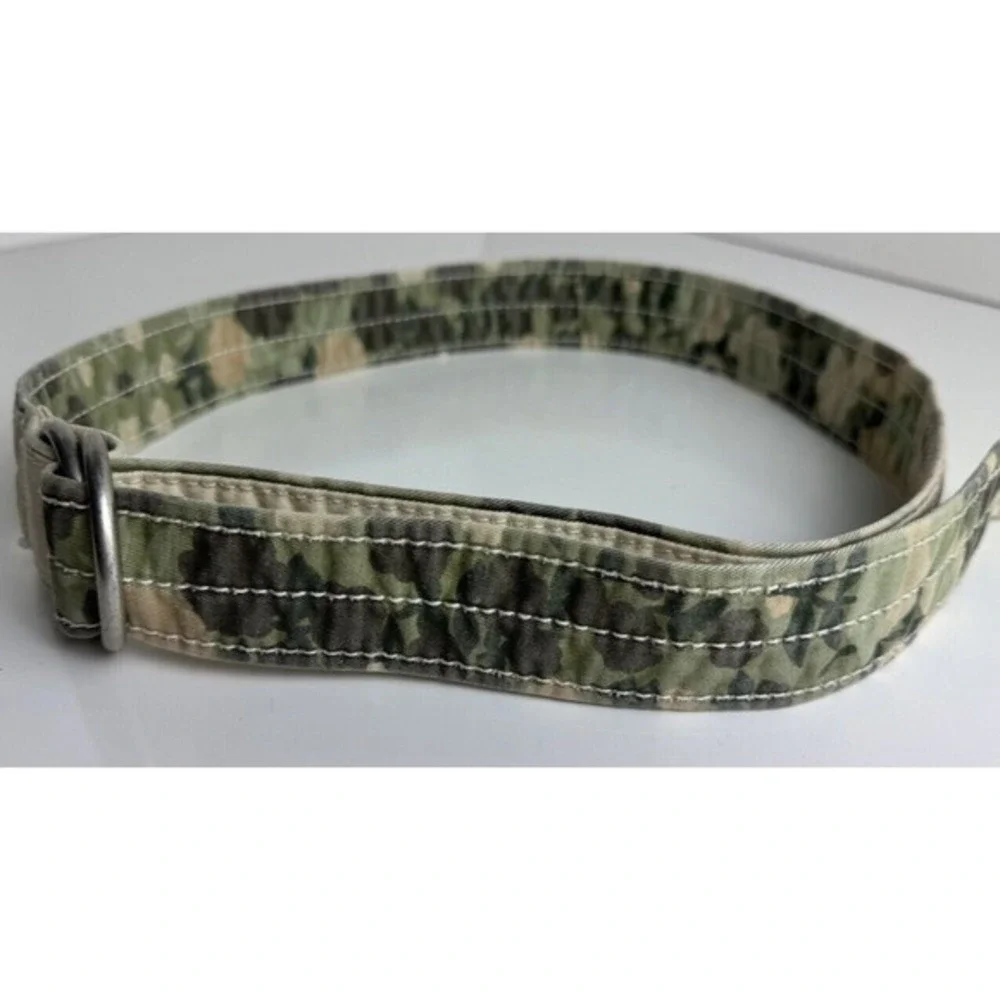 LOFT Reversible Camo Canvas D-Ring‎ Belt Khaki Tan Military Utility Chic 47-70